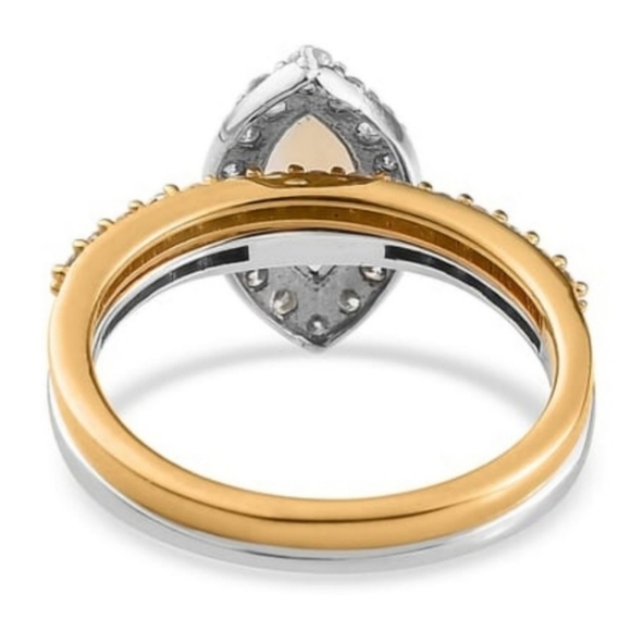 NEW Australian Opal & Moissanite Set of 2 Rings in Platinum & Vermeil YG - Picture 13 of 16